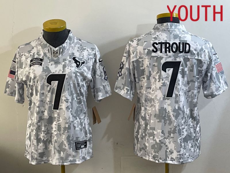 Youth Houston Texans #7 Stroud Nike Arctic Camo 2024 Salute to Service Limited NFL Jersey style 1->women nfl jersey->Women Jersey